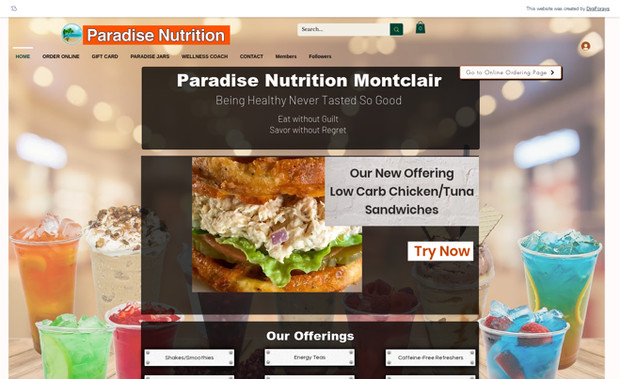 Paradise Nutrition: Built a multiple channel eCommerce website. Selling products as a restaurant as well as store. They also have booking services for their wellness coach to provide online and in-person counseling