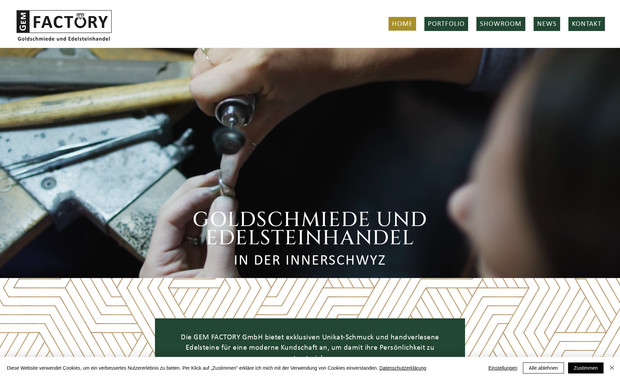 GEM-Factory: Corporate Design & Website für einen Goldschmied in der Zentralschweiz.