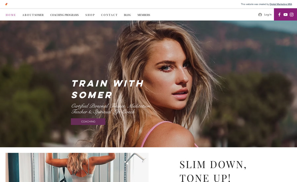 Train with Somer: Modern website for personal trainer, with appointment bookings & online payments.