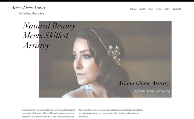 ArianaElaineArtistry: Stunning Makeup & Beauty Artist Portfolio | Elegant Landing Page