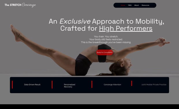 Stretch Pro: Professional Stretching came to Hollywoodsy Studio with no digital footprint and a clear goal: build a brand that feels grounded, elevated, and ready for growth.

We started with a blank canvas and shaped a visual identity that feels strong, clean, and intentional. The website design balances clarity with confidence, giving visitors just enough to be curious, and plenty to feel informed. Every section invites connection, trust, and movement to mirror the work they do in real life.

This was more than a launch. It was the first chapter of a brand built to stretch far beyond its beginnings.