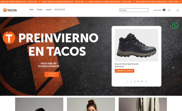 Tacos: Desarrollamos un e-commerce en Wix Studio priorizando una experiencia de compra fluida y visualmente atractiva. Implementamos una estructura modular y adaptable, con navegación clara, fichas de producto optimizadas y un diseño coherente con la identidad de marca. Integramos pasarelas de pago seguras, gestión de inventario y automatizaciones de marketing para mejorar la conversión y la eficiencia operativa. El resultado: una tienda online funcional, moderna y fácil de administrar.