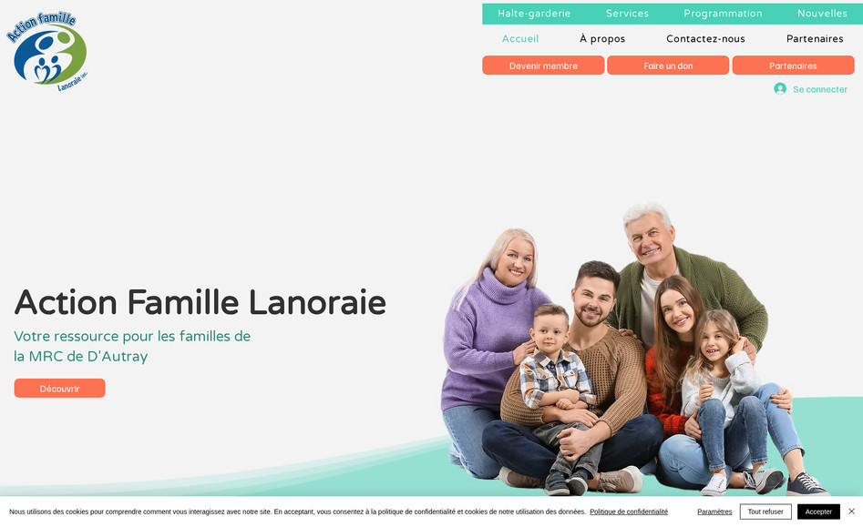 Action Famille Lanoraie: Maison de la famille de Lanoraie. Réservation d'activités en ligne et menu avancé.