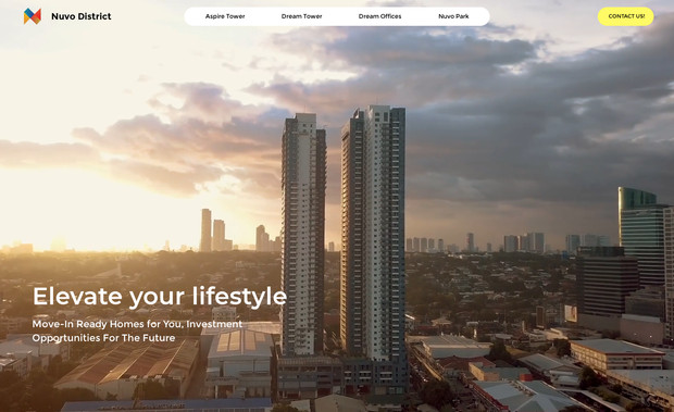 Nuvo District: High-rise, real estate, portfolio, inquiry and booking website.
