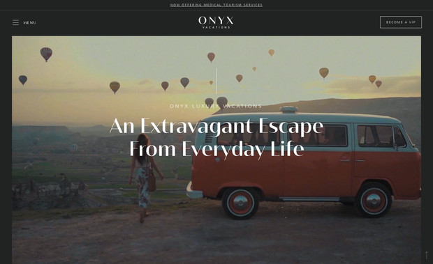 Onyx Vacations: A luxury website for a travel agent.