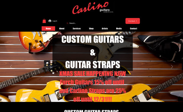 Carlino Guitars: Carlino Guitars is a guitar store based out of Boston, MA. Luthier and entrepreneur Eddie Carlino crafts his guitars with utmost care. With over 1500 listed products, this website is robust and successfully functioning for E-Commerce.