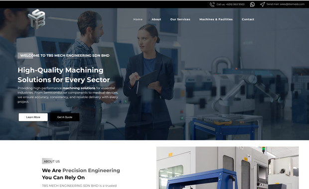 TBS Mech Engineering Sdn Bhd: TBS Mech Engineering website based on high-performance machining solutions for essential industries. From Semiconductor components to medical devices, we ensure accuracy, consistency, and reliable delivery with every project. 
