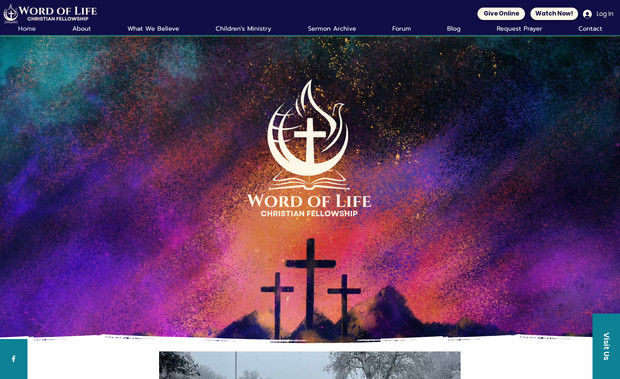 Word of Life Christian Fellowship: This is an eye-catching functional website for a church that can be used a a hub for Bible Study and community.