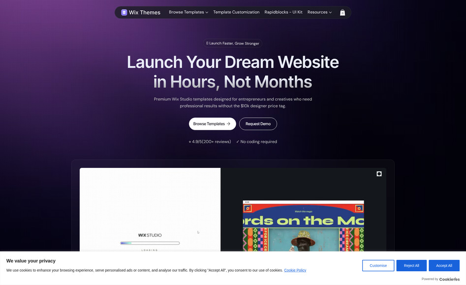 Wix Themes: Wix Studio website template store.