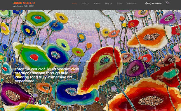 Liquid Mosaic: Multilayered portfolio and e-commerce shop for the talented artists.