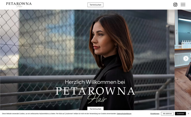 PETAROWNA HAIR: Website für ein Friseur-Salon in Basel.