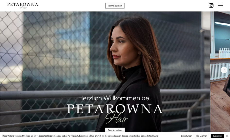PETAROWNA HAIR: Website für ein Friseur-Salon in Basel.