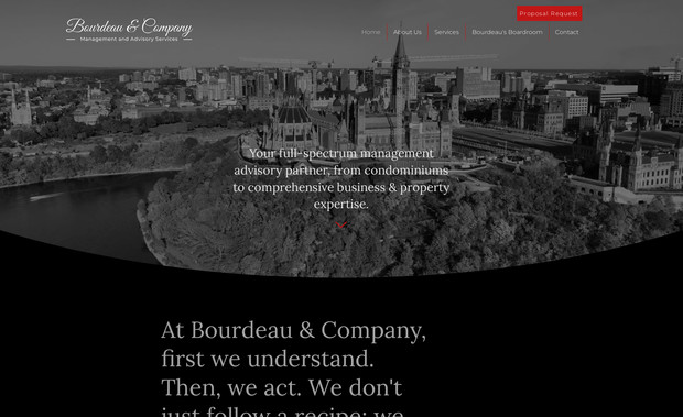 Bourdeau & Company: This independent consultant wanted  a classic-looking, but modern and  highly professional site for his new business, with a slight chess theme. 