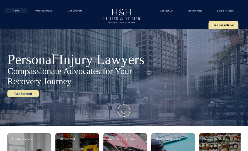 Hilliersite: Hillier & Hillier Attorneys reached out to us with a request to move them from WordPress and build a new and better site on Wix (due to high fee's and complex user experience)

We developed and designed their website from scratch and incorporated;

- Blog capability (very important for attorneys SEO)
- Dynamic pages for their practice areas
- A modern & sleek Design