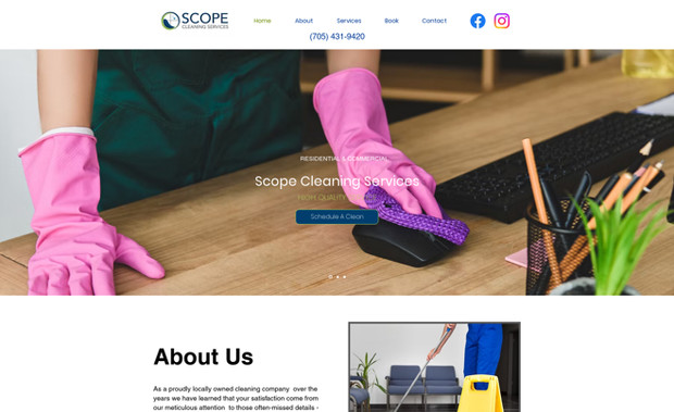Scope Cleaning: New Wix Studio website for residents land commercial cleaning services with custom inquiry form. Monthly SEO services to create awareness and branding. 