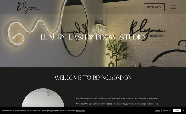 BLYNC. LONDON: I designed this website to match the tone of her branding. I integrated her current acuity system using custom code. This website features a gallery, contact forms, a list services and a booking system.