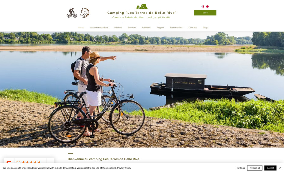 Les Terres de Belle Rive | Eco-Camping: Conception et réalisation du site.
Optimisation des photographies.
Blog.
Modules de réservations + paiement en ligne.
Site bilingue.
Mise en forme version mobile.
Référencement SEO.
Mise en conformité réglementaire : mentions légales, politique de confidentialité (RGPD), CGV.