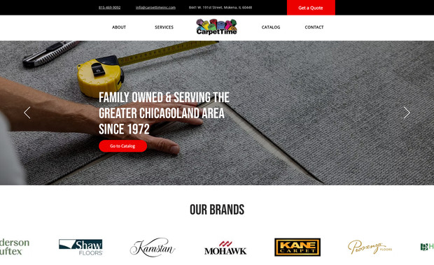 Carpet Time Inc.: The carpet time website was built from scratch using the Wix Editor. Design, layout and mobile optimization were all done by the Nice Hustle team. SEO optimization was performed to ensure maximum results via Google Search.