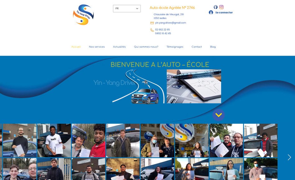 Yin Yang Driver: Site institutionnel développé sur Wix Studio pour l’auto-école Yin Yang Driver à Bruxelles (Ixelles) : présentation de la formation permis B (cours théoriques, stages M18/M36, tests Croix‑Rouge et perception des risques), calendrier des sessions, témoignages et contact. 