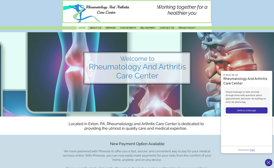 extonarthritis: New Rheumatology practice that wanted a clean and informative site.