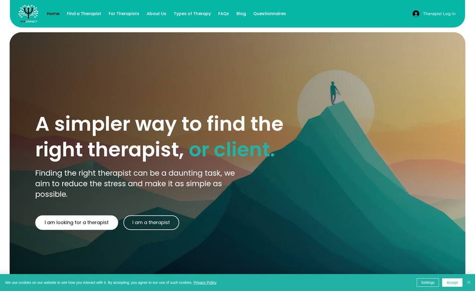 Psyconnect: Therapist/client portal website