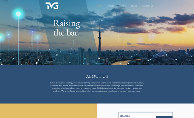 TVG Consulting : I designed and developed the website for TVG Consulting, a boutique strategy consultancy focused on digital infrastructure, software, and media. The site was crafted to reflect TVG’s expertise, professionalism, and analytical depth while maintaining a clean, modern, and user-friendly interface. The result is a polished digital presence that communicates their bespoke, value-driven approach to strategic consulting.