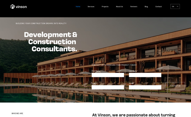 Vinson: At Vinson, we are passionate about turning your construction dreams into reality. With our comprehensive construction consulting services, we simplify even the most complex projects and increase your project velocity.