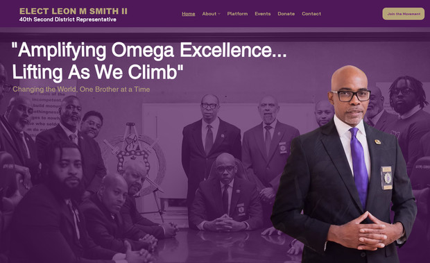 Vote4Leon: Vote4Leon campaign website was developed to provide an informative and engaging platform for voters to learn about the candidate’s policies, events, and ways to get involved. The site balances professionalism with accessibility to encourage community engagement.

✔ Features & Highlights:
🗳 Campaign Branding & Strategic Design
📅 Event & Volunteer Sign-Up Integration
📢 Donation & Fundraising Platform
📜 Easy-to-Access Candidate Information