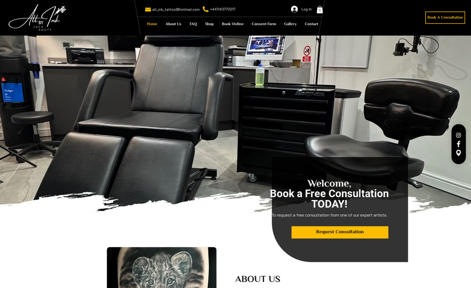 All Ink Tattoo Studi: This Site is for Tattoo lover i was designed site from scratch according to client reqauirments and adding content, add e-commerece functionality, booking functionality with payment method and also do SEO for his site