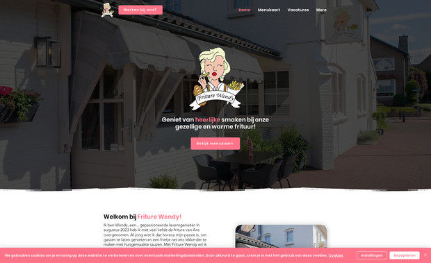 Friture Wendy: Ontdek de vernieuwde website van Friture Wendy! Met een frisse uitstraling en gebruiksvriendelijke interface biedt deze site een culinaire reis door het heerlijke aanbod van Friture Wendy. Verken het menu vol sappige frietjes, knapperige snacks en verrukkelijke sauzen. Leer meer over hun passie voor kwaliteit en service, en ontdek hoe ze traditionele smaken combineren met een vleugje creativiteit. Dankzij de eenvoudige navigatie en boeiende inhoud vind je snel watertandend lekkers. Laat je inspireren door de diverse smaken en de liefde voor het vak. Bezoek de vernieuwde website en laat je verleiden door Friture Wendy! Geniet van een heerlijke ervaring en ontdek waarom ze de favoriete frituur zijn in de regio.