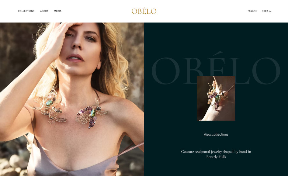 OBELO JEWELRY: In this project, we did not act as designers; instead, we created a website on the WIx Studio platform based on the provided design and created animation scripts for the pages.