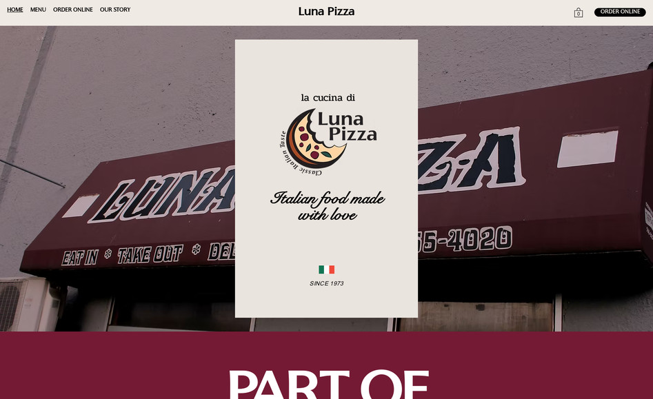 Luna Pizza: Italian restaurant, online ordering system, menu