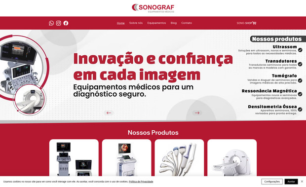 Sonograf : Site institucional com geração de leads e orçamentos via projeto com velo.