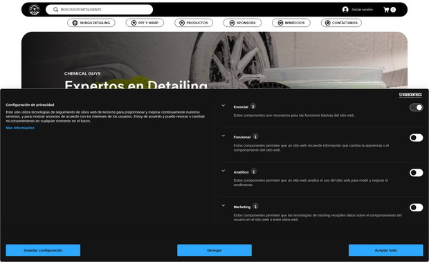 Chemical Guys Ecuador: Tienda en línea. Plantilla de venta.