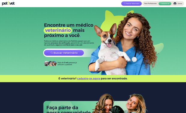 Pet&Vet: Encontre veterinários próximos à sua localização com a Pet&Vet - a plataforma prática e rápida para cuidar da saúde do seu pet com profissionais de confiança.