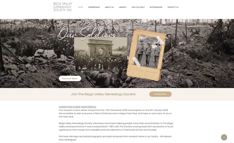 Bega Genealogy: New web site with a classic look to showcase the services of a local genealogy society.