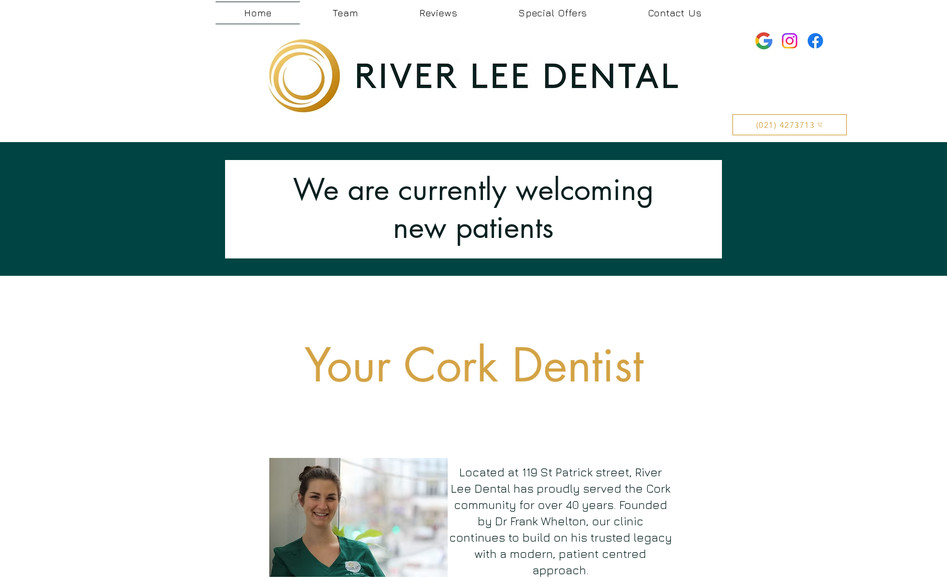River Lee Dental: The website "www.riverleedental.ie/social" appears to be a section of the Riverlee Dental website that focuses on the social aspects of dental practice.

Upon visiting this section, visitors are greeted with a vibrant and engaging platform dedicated to showcasing the practice's involvement in the community and fostering connections with patients beyond traditional dental services.

Here, users can explore a variety of content, including highlights from community events and outreach programs, patient testimonials, behind-the-scenes glimpses into the practice's culture, and interactive features to encourage patient engagement.

Through compelling visuals, informative articles, and interactive elements, the "Social" section of the Riverlee Dental website serves as a dynamic hub for building relationships, nurturing trust, and demonstrating the practice's commitment to patient care and community engagement.