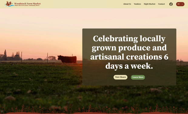 Woodstock Farm Market: As a small, locally run Farmer's Market in the picturesque town of Woodstock, the Woodstock Farm Market needed a place to showcase their venders that budget friendly and easy to manage for their time strapped volunteers. Vendor information, event dates, faqs, team members and more can all be managed from the easy to use CMS, making regular site updates quick and easy.
