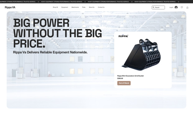 Rippava: Ecommerce website design for excavators, skid steers, and more! 