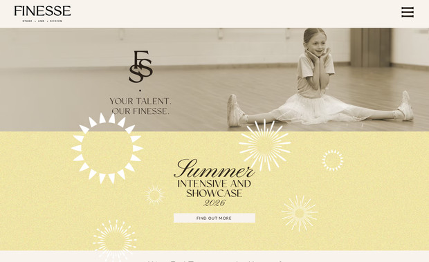 FINESSE Stage and Screen: We gave a full glow up to finesse, and adding an online booking system for their stage and screen classes in Loughborough. 