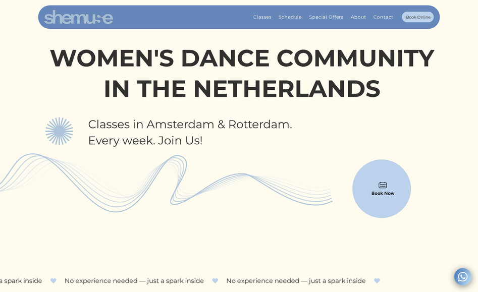 Dance Community SHEMUSE: Advanced Website for Dance Studio SHEMUSE from Amsterdam. Custom design, Online classes, Online payments, SEO Setup