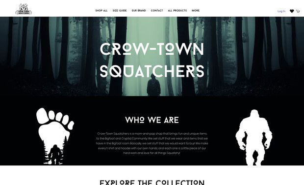 Crowtown Squatchers: E-commerce site offering fun 'monster' products!