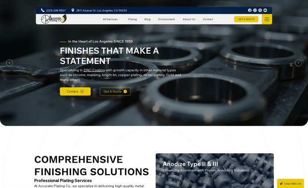 Accurate Plating: Website Redesign for Accurate Plating Co. DLL Studios does its best work on Wix Studio!