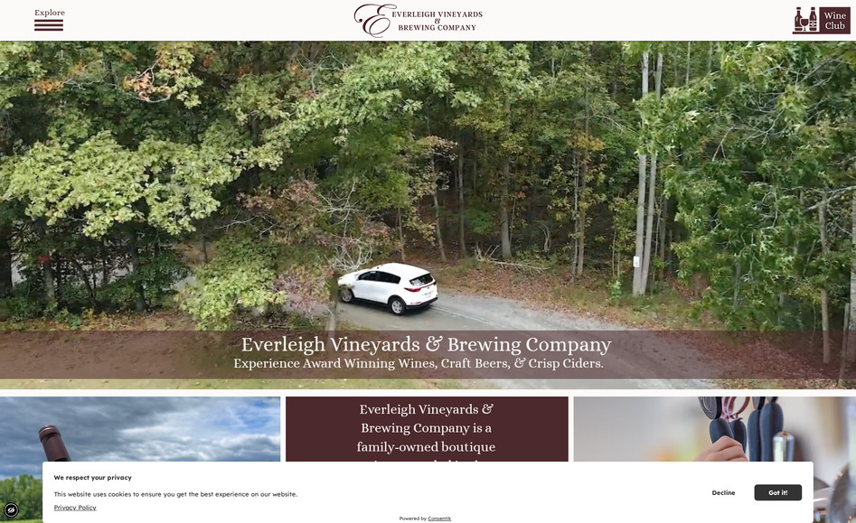 Everleigh  Vineyards: Create a custom designed website to include the client requirements for event registration and eventual wine club. Also working with this client on marketing and social media content.