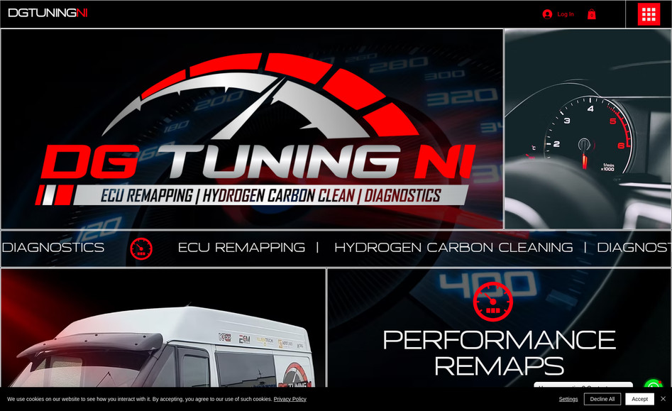 DG Tuning NI: Website created for local vehicle tuner using wix studio