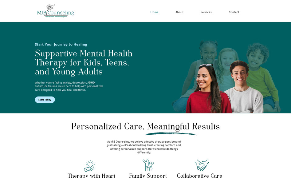 MJB Counseling: Melissa connected with us through the Wix Marketplace seeking SEO support. After a consultation, we determined that a full website redesign would be the best approach. We updated her site with fresh images, refined content to better reflect her brand and services, and conducted keyword research to optimize visibility on Google.