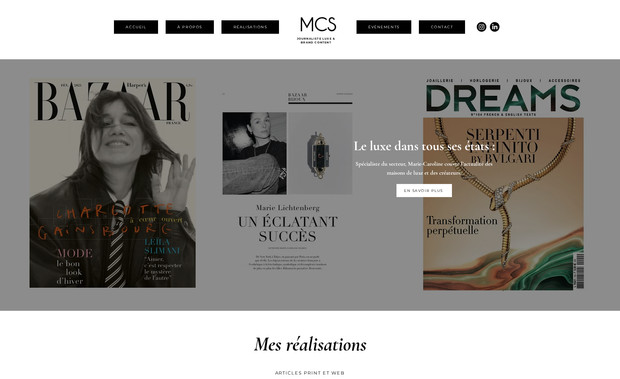 Marie-Caroline Selmer | Journaliste & copywriter: Création complète du site internet de type portfolio