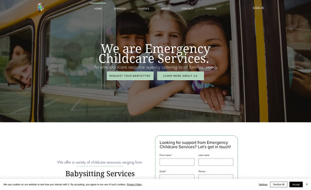 Emergency Childcare : Emergency Childcare Services partnered with The Branding District for a website redesign that not only modernized their look but also made it easier for parents and guardians to find and book care quickly in urgent situations. The new site features a clean, organized layout, clear service information, and straightforward booking functionality to reduce stress for users in time-sensitive scenarios.

We also implemented on-site SEO to increase visibility in local and regional searches, ensuring families can find their services when they need them most. The result is a reliable, user-friendly platform that positions Emergency Childcare Services as a trusted resource in their community.