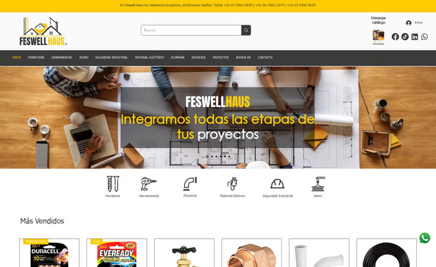 Feswell Haus: Desarrollo de Catálogo de Productos, Secciones de Servicios e Información General.