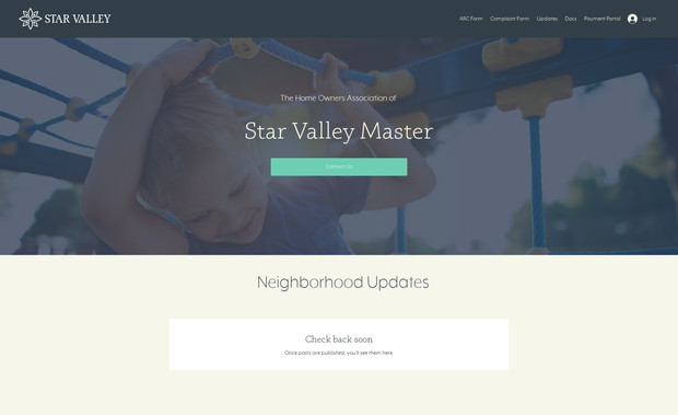 Star Valley HOA: Community webpage for the Star Valley Masters HOA. A place for the association to connect with homeowners and share neighborhood updates.